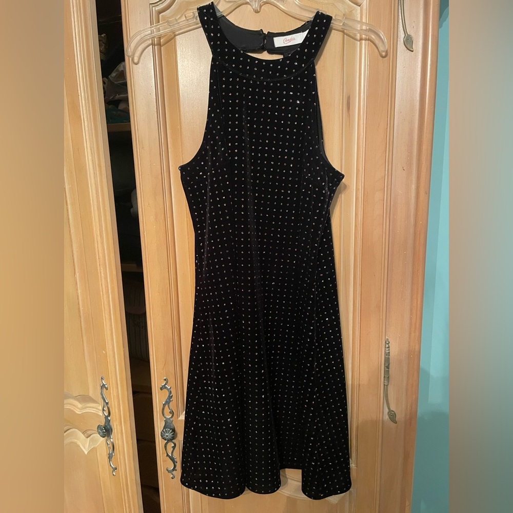 Candie's Black and White Sleeveless Halter Midi Dress